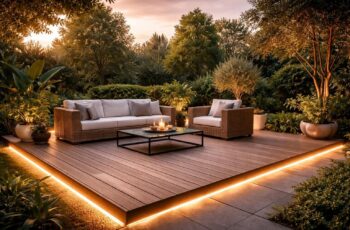 Aménager un espace de vie outdoor avec un deck en bois composite et un éclairage LED intégré