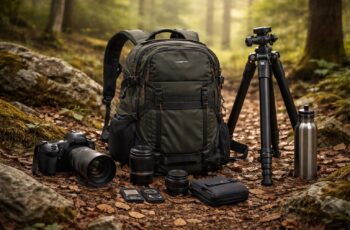 Équipement randonnée photo pour passionnés avec sac à dos Lowepro trépied Manfrotto