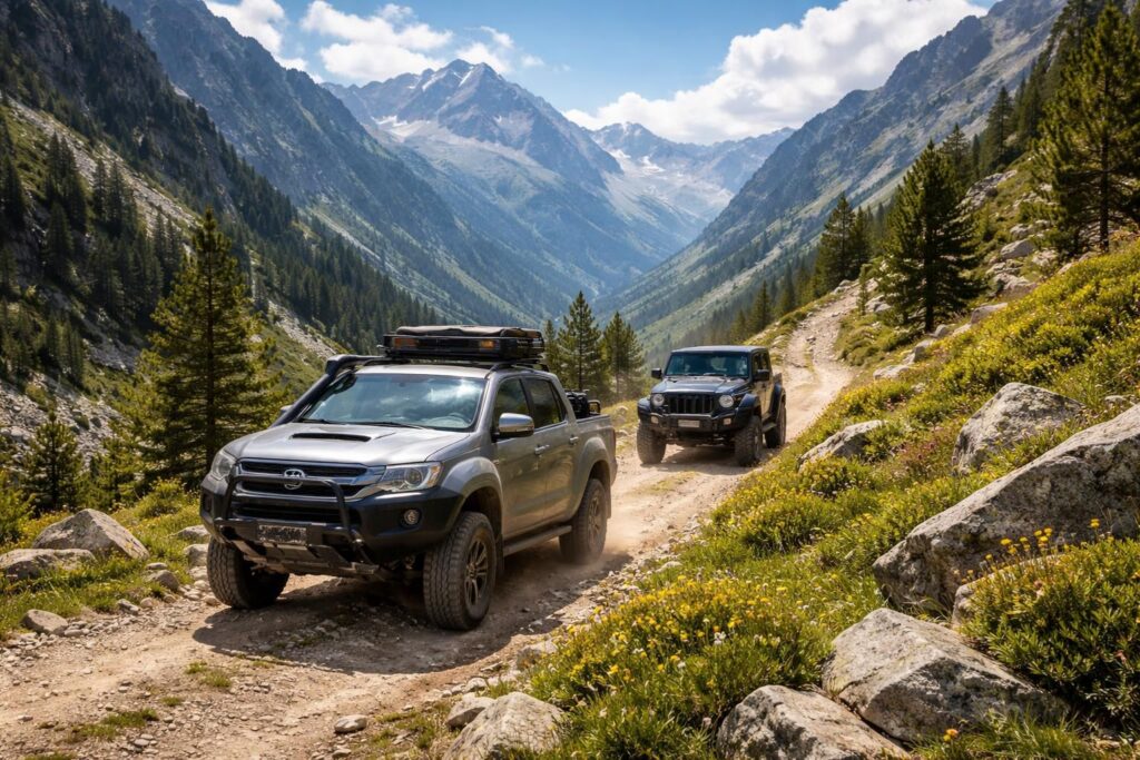 Randonnée photo accessible en 4×4 Toyota Hilux ou Jeep Wrangler dans les Pyrénées et les Alpes
